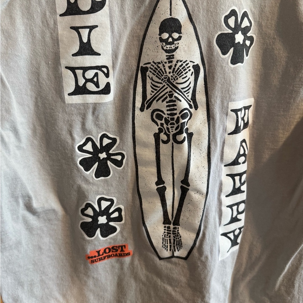 Lost “Die Happy” Skeleton Surfboard Tee
